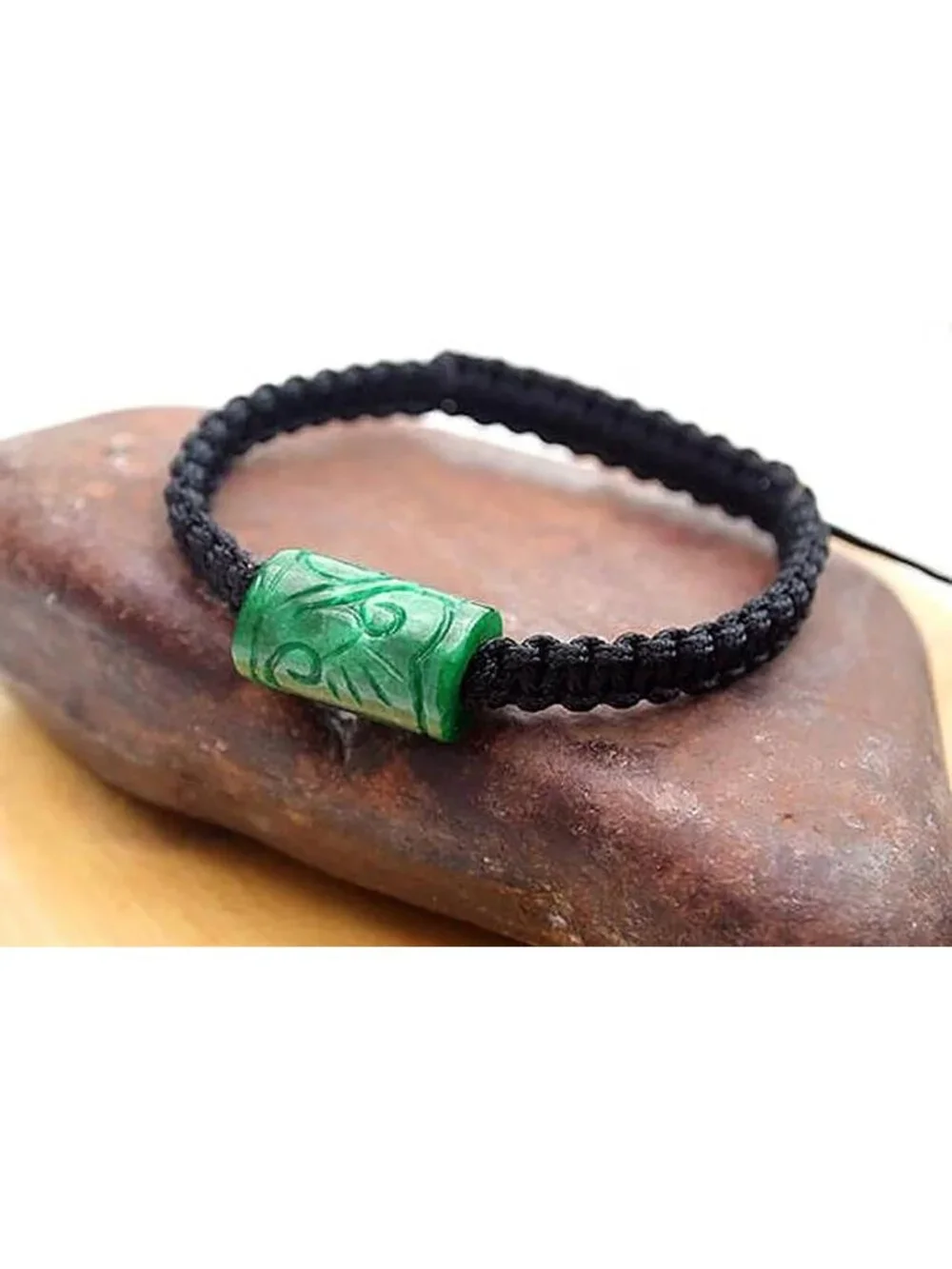 Handmade Adjustable Real Jade Bracelet - Natural Green Stone Beaded Bangle